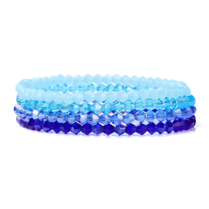 Luckacco 4Pcs/set Shinning Crystal Beads Elastic Bracelet Bohemian Faceted Colorful Crystal Glass Beaded Bracelet Bangles Set For Women