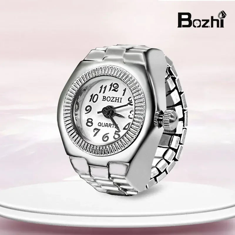 luckacco vintage punk quartz finger watch ring for women men couple rings digital watches elastic stretchy finger band ring jewelry clock
