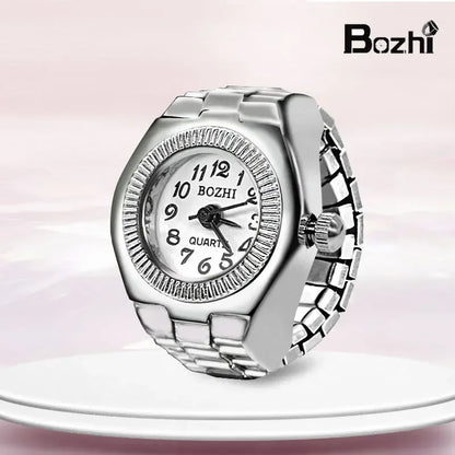 Luckacco Vintage Punk Quartz Finger Watch Ring for Women Men Couple Rings Digital Watches Elastic Stretchy Finger Band Ring Jewelry Clock