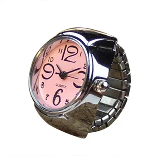 luckacco couple finger watch ring vintage punk elastic alloy band men women jewelry clock roman numerals dial 28style mini quartz watches