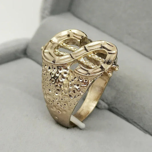 Luckacco New Luxury Golden Letter Ring Men Gold-plated Dollar US Ring Hip Hop Rock Party Accessory