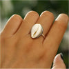 Luckacco Popular Fashion Shell Ring for Women Halloween Gift Classic Simple Summer Beach Shell Ring Girls Best Friend Jewelry Gifts