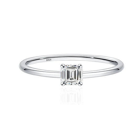 Luckacco Simple Fine Rea D Color Moissanite Diamond Ring 925 Sterling Silver Party Wedding Band Rings for Women Engagement Jewelry