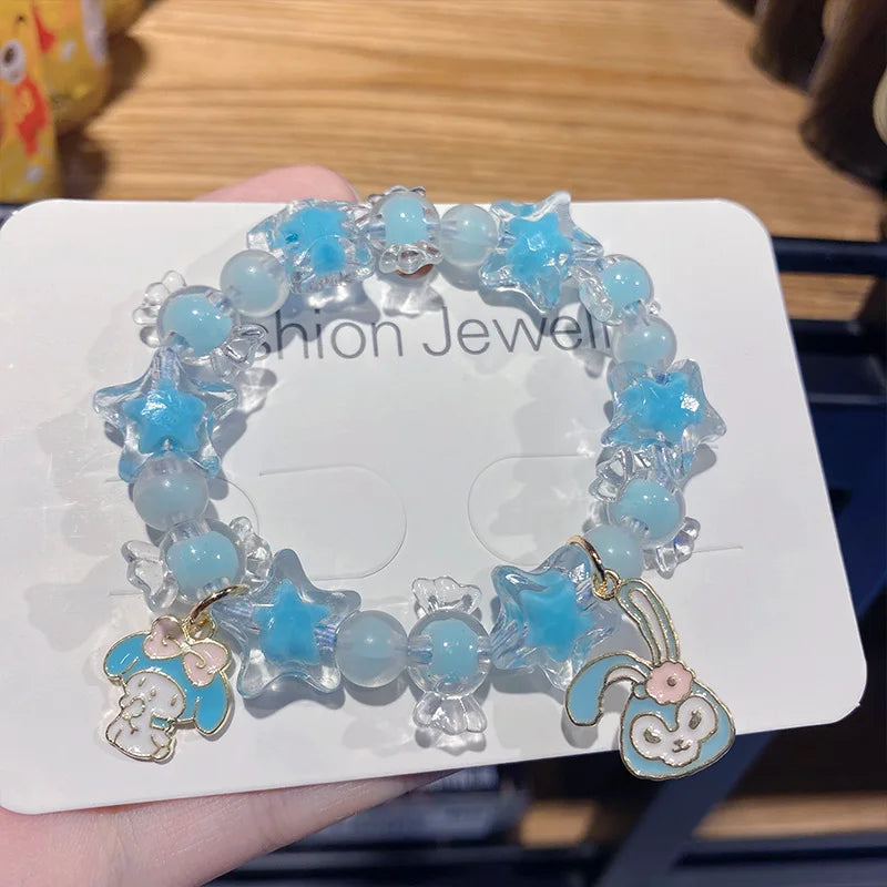 luckacco sweet star candies cinnamoroll stellalou bracelet hellokitty beads shine charm girls child jewelry accessories birthday gifts