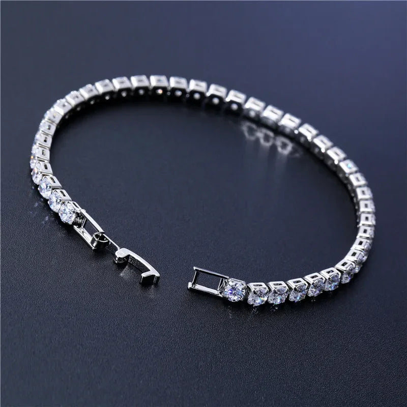 luckacco 17/19cm tennis bracelet cubic zirconia iced out crystal chain bracelet for women luxury men bracelet chain homme jewelry gifts