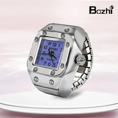 Luckacco Vintage Punk Quartz Finger Watch Ring for Women Men Couple Rings Digital Watches Elastic Stretchy Finger Band Ring Jewelry Clock