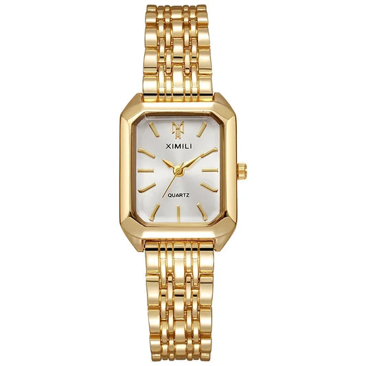Luckacco 2025 Hot Brand Stainless Steel Strap Watch Women Luxury Gift Quartz Wristwatch Student Fashion Simple Square Quartz Watches