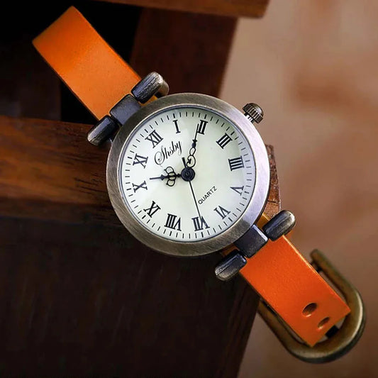Luckacco Shsby New Fashion Hot-Selling Female Antique bronze leather watch ROMA Vintage Watch Women Dress Watches