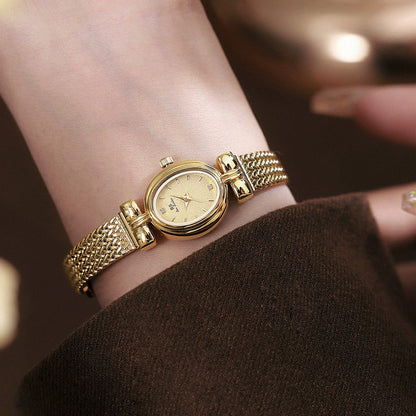 Luckacco High Quality Women Watches 2025 Vintage Luxury Jewelry Wheat Bracelet Quartz Ladies Watch Small Dial Elegant Watch For Women