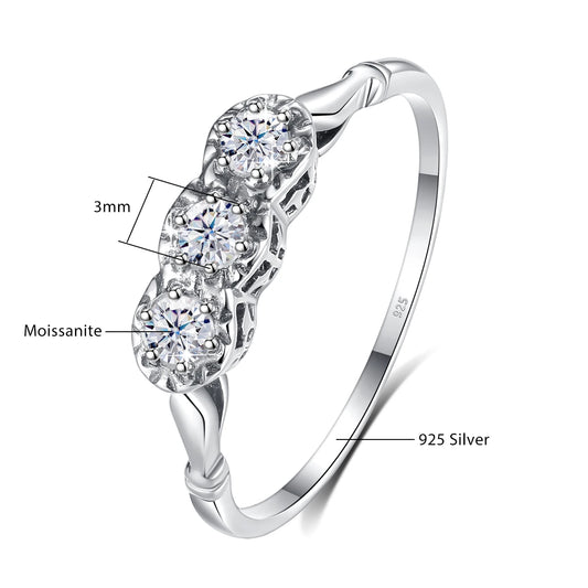Luckacco 3 Stone Rings For Woman 3mm D Color Moissanite With Certificate 100% 925 Sterling Silver Luxury Designer Engagament Jewelry Sale