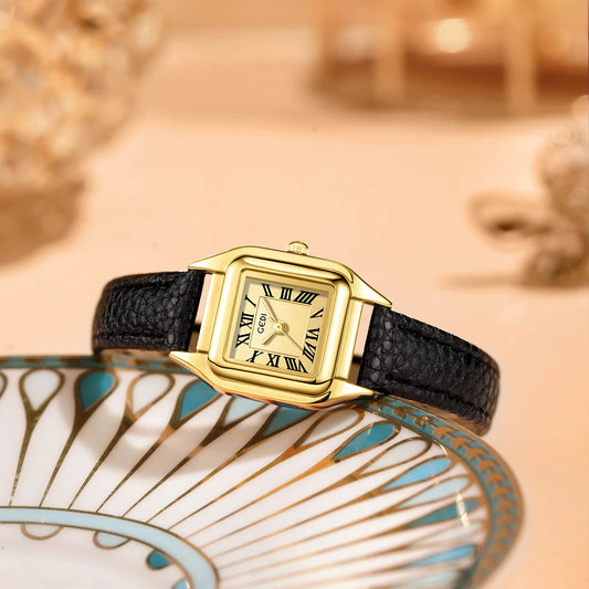 Luckacco Small and exquisite small square dial women's watch new light luxury retro belt watch ladies quartz watch