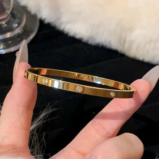 Luckacco Silver Color Stainless Steel Colorfast Bracelets Skyful Star Bracelet Set for Women Fashion Light Luxury Jewelry Gifts