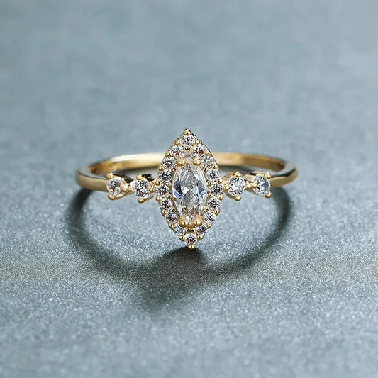 Luckacco daily picks Fashion Luxury Marquise Cubic Zirconia Rings for Women Engagement Wedding Accessories Gold Color Jewelry Drop Shipping