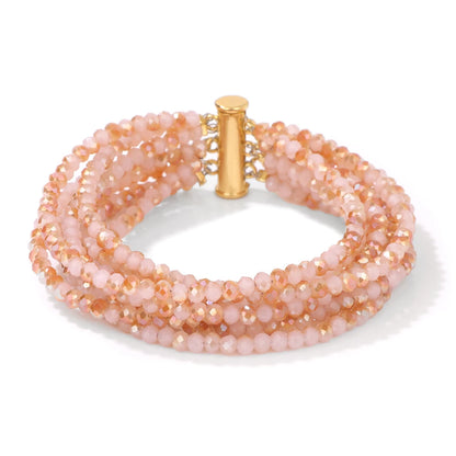 Luckacco Blue Glass Crystal Miyuki Bracelet Bohemia Multi layered Faceted Crystal Beads Bracelets For Women Men Magnetic Buckle Jewelry