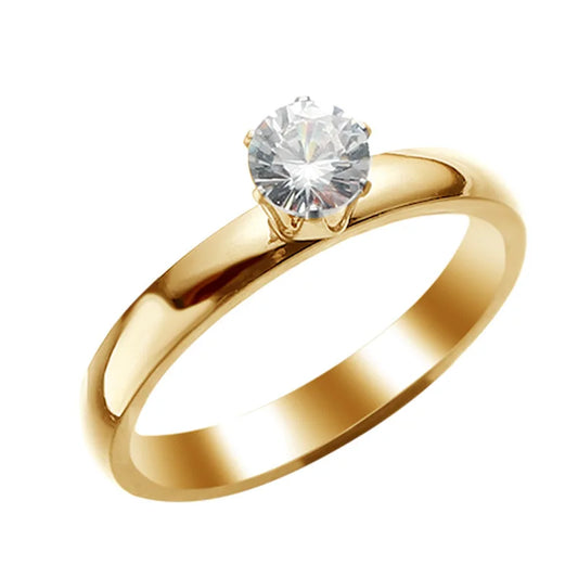 Luckacco Titanium Steel Solitaire Rings for Women Men Shiny Six Claws Zircon Marriage Promise Ring Fashion Couple Jewelry Gifts KBR118