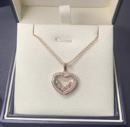 Luckacco High Quality Happy Move Stone Zircon Love Heart Pendant Necklace Sets For Women Fashion Jewelry Party Gift