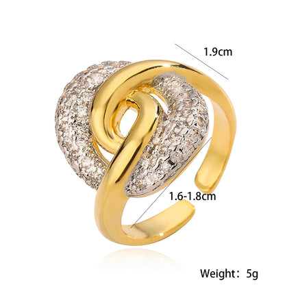 Luckacco 31styles Luxury AAA Cubic Zirconia Inlay Copper Wedding Jewelry Gold Color Statement Geometric Rings For Elegant Women