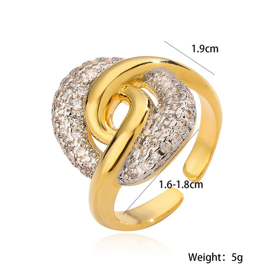 Luckacco 31styles Luxury AAA Cubic Zirconia Inlay Copper Wedding Jewelry Gold Color Statement Geometric Rings For Elegant Women