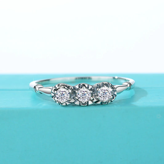 Luckacco 3 Stone Rings For Woman 3mm D Color Moissanite With Certificate 100% 925 Sterling Silver Luxury Designer Engagament Jewelry Sale