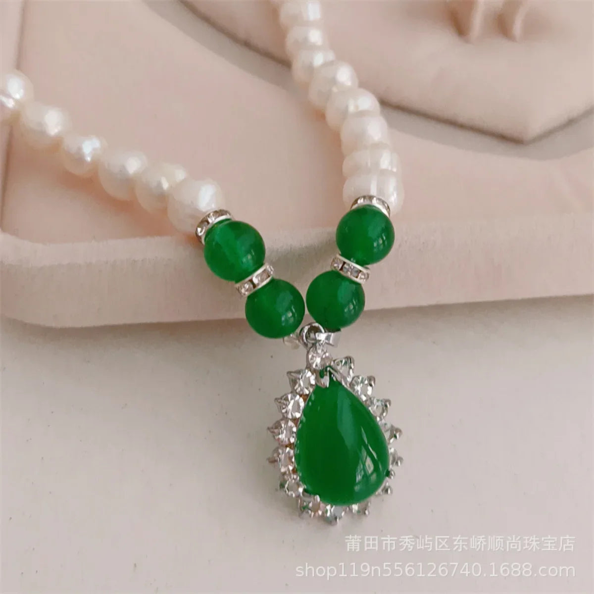 luckacco 8-9mm near round white natural freshwater pearl necklace red/green waterdrop chalcedony bracelet earrings for mother jewelry set