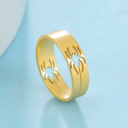 Luckacco Skyrim Stainless Steel Spider Ring for Men Women 6MM Wide Finger Rings 2025 Hip Hop Punk Jewelry Birthday Gift for Lover Friend