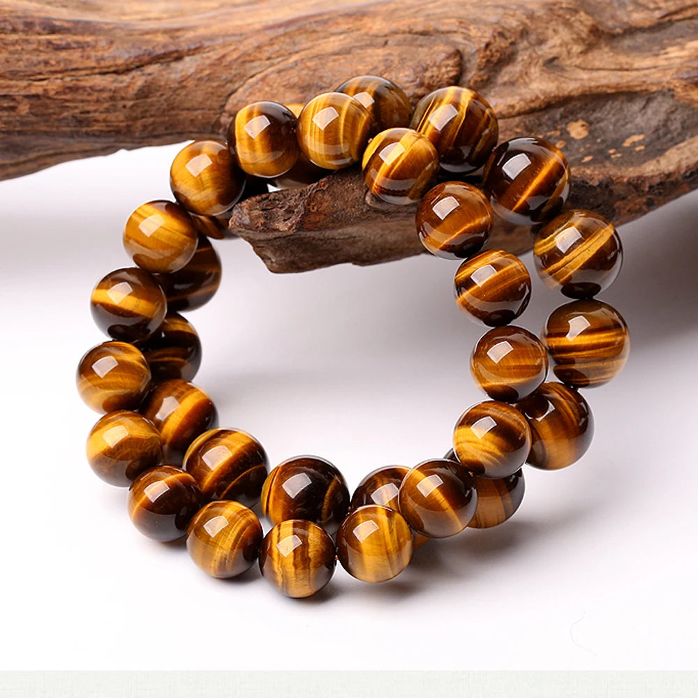 luckacco fashion 5a natural tiger's eye stone bracelets & bangle for women and men bracelets gift beads bracelets accessories