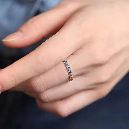 Luckacco daily picks Colorful Rainbow Cubic Zircon Promise Rings for Women Gold Color Luxury Trendy Wedding Accessories Statement Girl Jewelry
