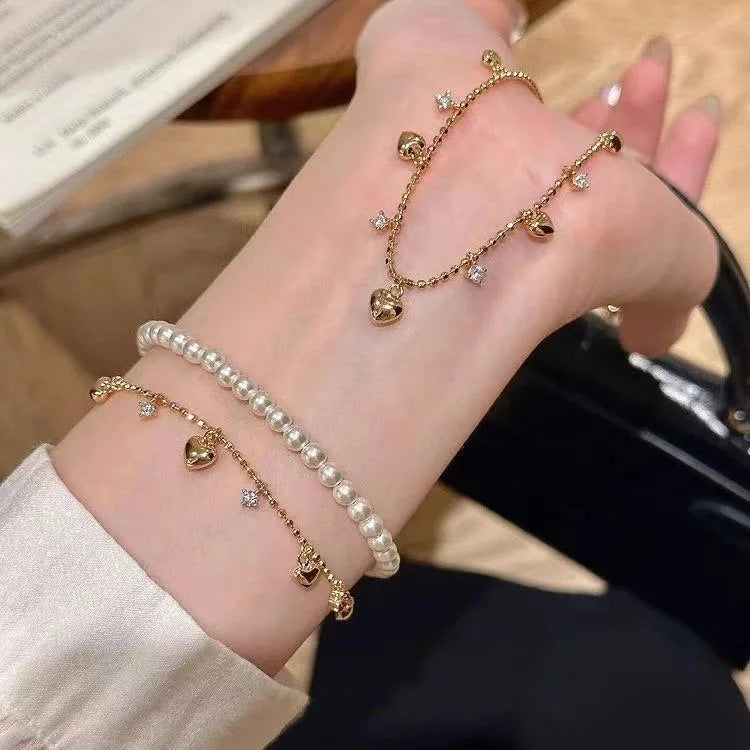 luckacco alloy bracelet new high-end jewelry minimalist zircon charm chain style bracelet for women