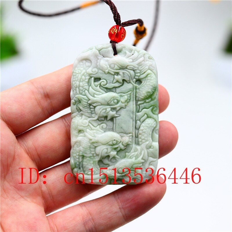 Natural  Green Jade Double Sided Carving Dragon Pendant Necklace Jewelry Amulet Fashion Chinese Gifts Women Men Sweater Chain - luckacco
