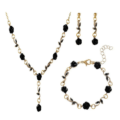 Luckacco 4pcs Women's Jewelry Set, Luxury Ladies Fashion Casual Bracelets, Necklace, Earrings, Jewelry Set, Suitable for Daily Wear, Gift
