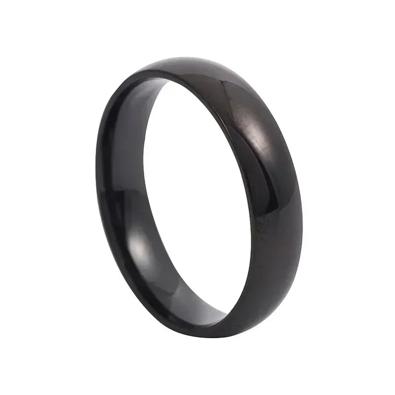 luckacco fashion simple smooth stainless steel ring for women and men classic couple rings wedding engagement jewelry
