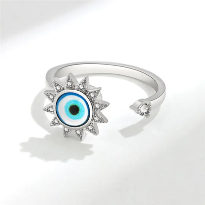 Luckacco Ethnic Mandala Flower Finger Rings for Women Girls Rotating Rose Sun Planet Anxiety Knuckle Ring Anti Stress Jewelry