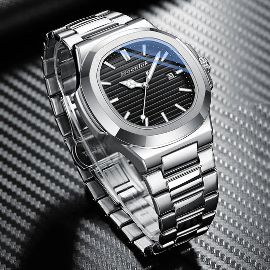 Luckacco 2025 Top Brand Luxury Men Wristwatch Business Waterproof Luminous Alloy Polygonal Case Fashion Quartz Watch Male with Calendar