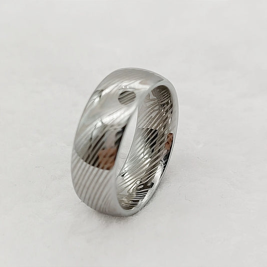 Luckacco Men's Damascus Ring Tungsten Fashion Jewelry Unique High Quality Handmade Wedding Bands Couples Rings For Men Male Boys