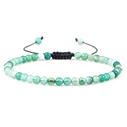 Luckacco Fashion Women Bracelets Natural Agates Onyx Stone Minimalist 4mm Beads Bracelet Handmade Girls Vacation Jewelry Best Friend Gift