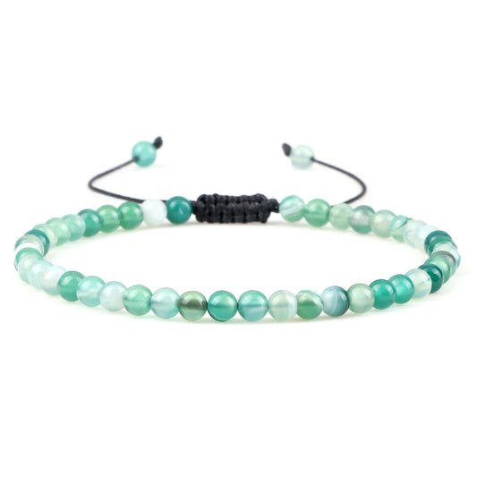 Luckacco Fashion Women Bracelets Natural Agates Onyx Stone Minimalist 4mm Beads Bracelet Handmade Girls Vacation Jewelry Best Friend Gift