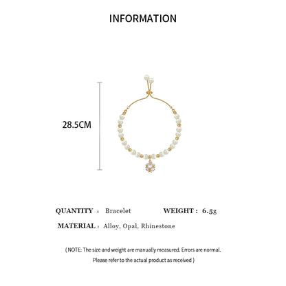 Luckacco Cat Eye Stone Bead Bracelet For Women Girls Rhinestone Crystal Pendant Bracelet Exquisite Adjustable Bracelet Wristband Jewelry