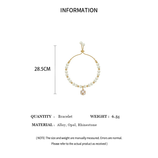 Luckacco Cat Eye Stone Bead Bracelet For Women Girls Rhinestone Crystal Pendant Bracelet Exquisite Adjustable Bracelet Wristband Jewelry