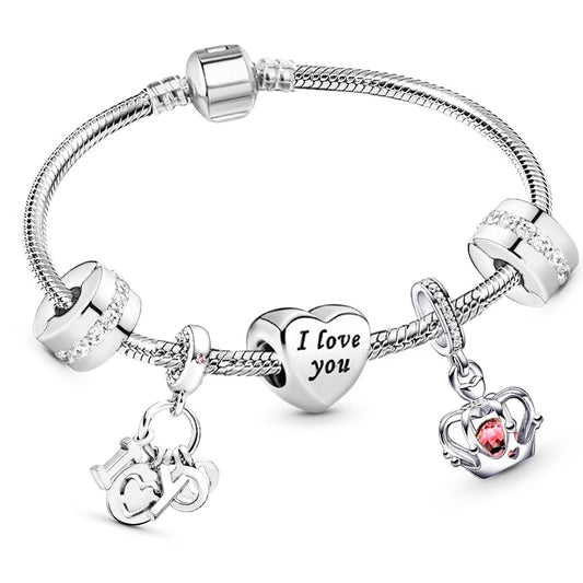 Luckacco Romantic Style Jewelry Charm Bracelets With Family Love Beads Bracelet For Women Couples Pulseras Jewelry Gift Special Offer