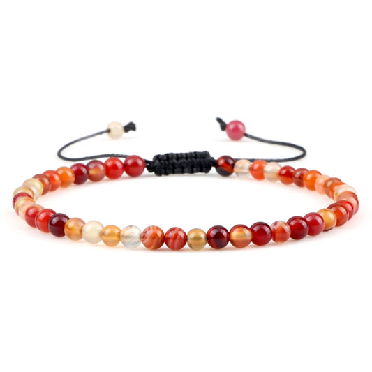 Luckacco Fashion Women Bracelets Natural Agates Onyx Stone Minimalist 4mm Beads Bracelet Handmade Girls Vacation Jewelry Best Friend Gift