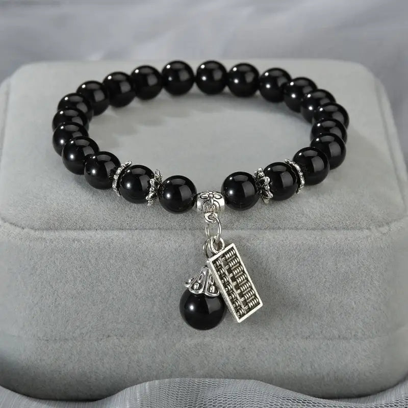 luckacco natural stone agate amethyst abacus beaded bracelet men and women magnetic health protection fashion jewelry gifts