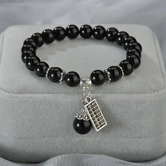 Luckacco Natural Stone Agate Amethyst Abacus Beaded Bracelet Men and Women Magnetic Health Protection Fashion Jewelry Gifts