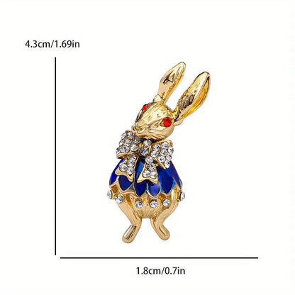 Luckacco 1PC Vintage baroque brooch ladies men's rabbit enamel crystal pin cute drip oil badge party gift dress ornaments