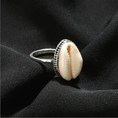 Luckacco Popular Fashion Shell Ring for Women Halloween Gift Classic Simple Summer Beach Shell Ring Girls Best Friend Jewelry Gifts