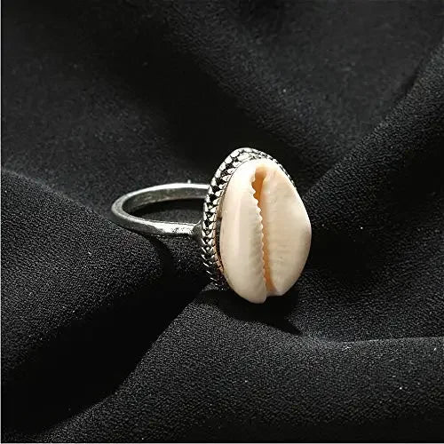Luckacco Popular Fashion Shell Ring for Women Halloween Gift Classic Simple Summer Beach Shell Ring Girls Best Friend Jewelry Gifts