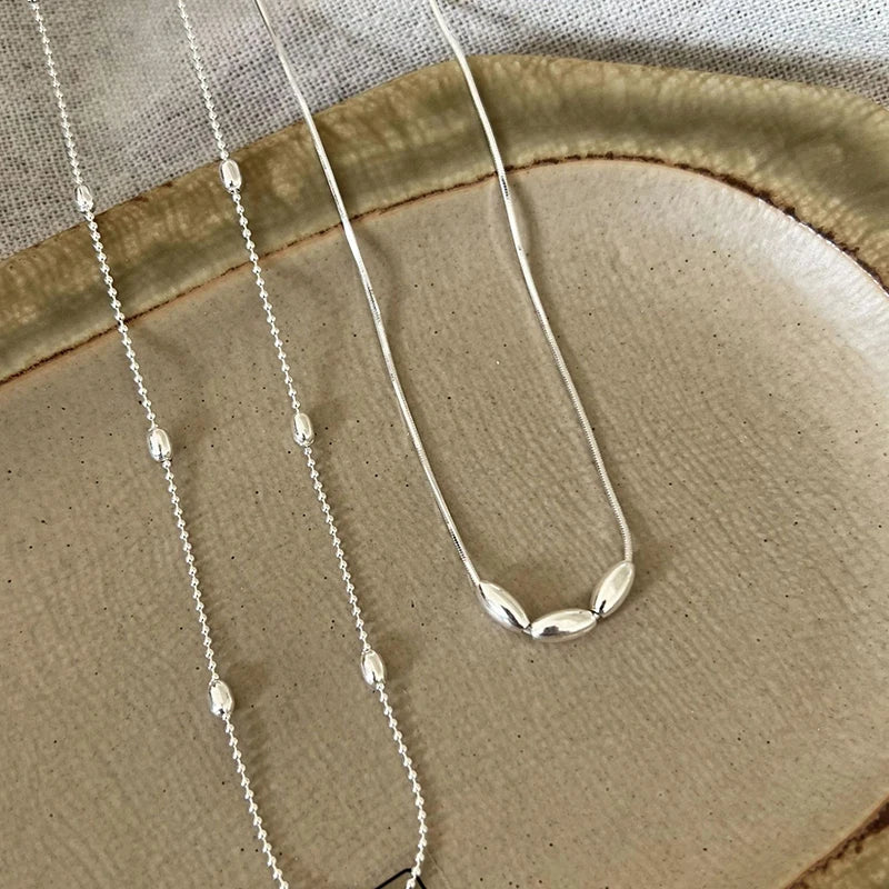 luckacco 925 sterling silver necklace simple style charm geometric shape pendant choker birthday party gift for women exquisite jewelry