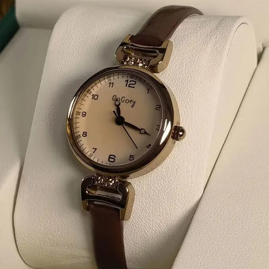 Luckacco 2025 Quartz Watch Women PU Leather Thin Strap Wristwatch Ladies Watches Solid Color Fashion Women Gift Watch Relojes Para Mujer