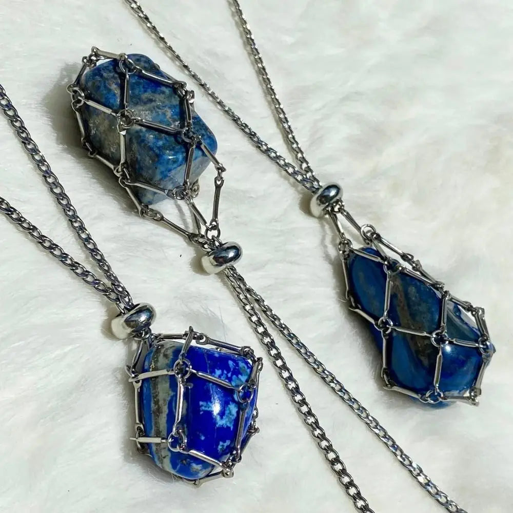 luckacco stainless steel crystal holder cage necklace silver color interchangeable stone holder necklace necklace accessories gold color
