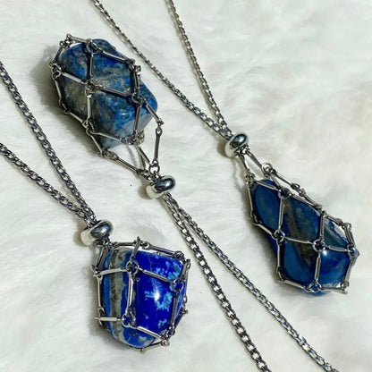 Luckacco Stainless Steel Crystal Holder Cage Necklace Silver Color Interchangeable Stone Holder Necklace Necklace Accessories Gold Color