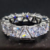 Luckacco Luxurious 925 Sterling Silver Ring, Triangular Zircon Ring with Aaa Zircon Crystal, Engagement Jewelry Gift for Women